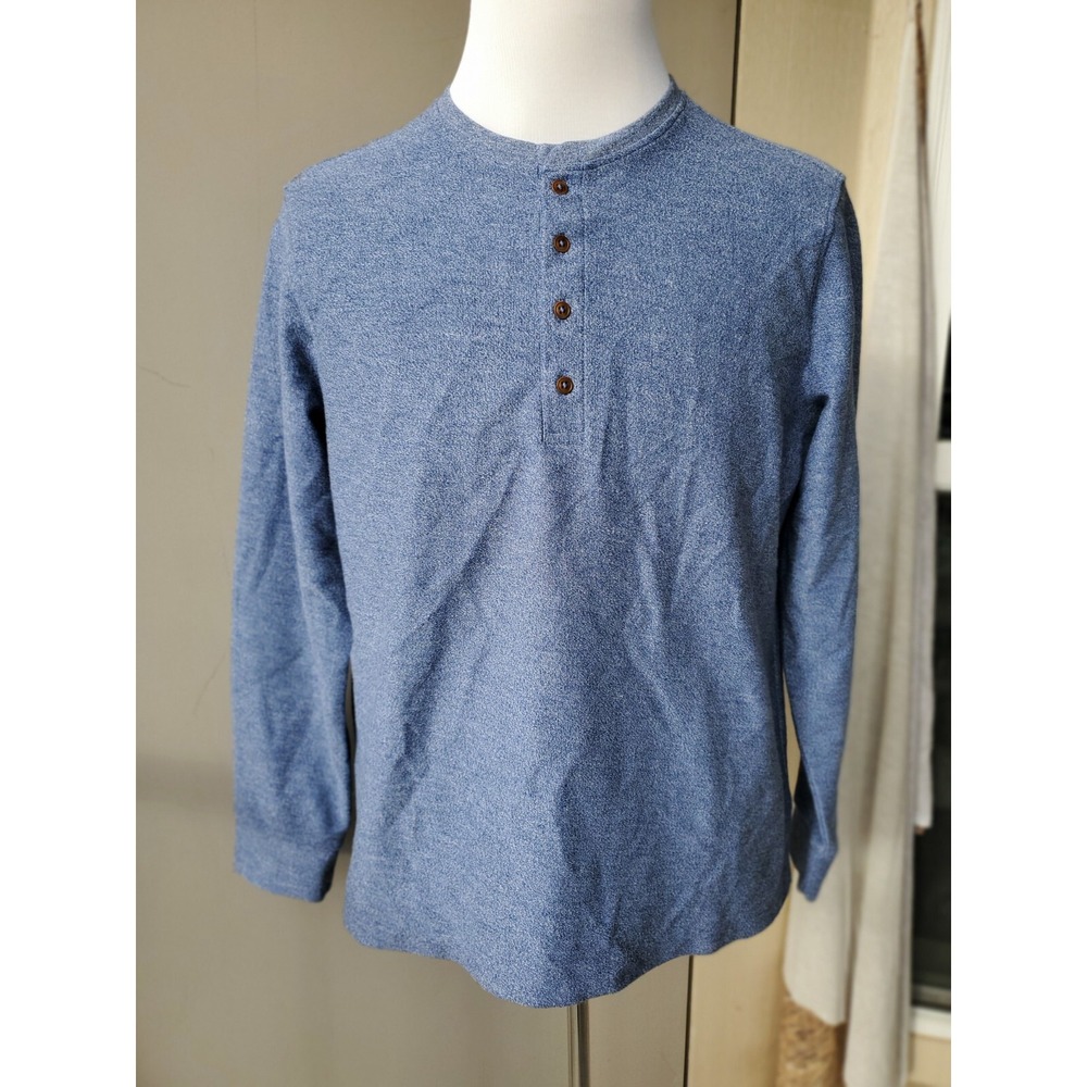 Untuckit Urey Top Mens Large Blue French Terry Long‎ Sleeve Henley Casual Soft